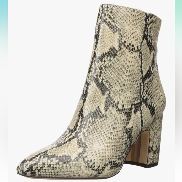 SAM EDELMAN HILTY SNAKESKIN LEATHER SIDE ZIP HEELED BOOTIE SIZE 7 EUC - Picture 1 of 11